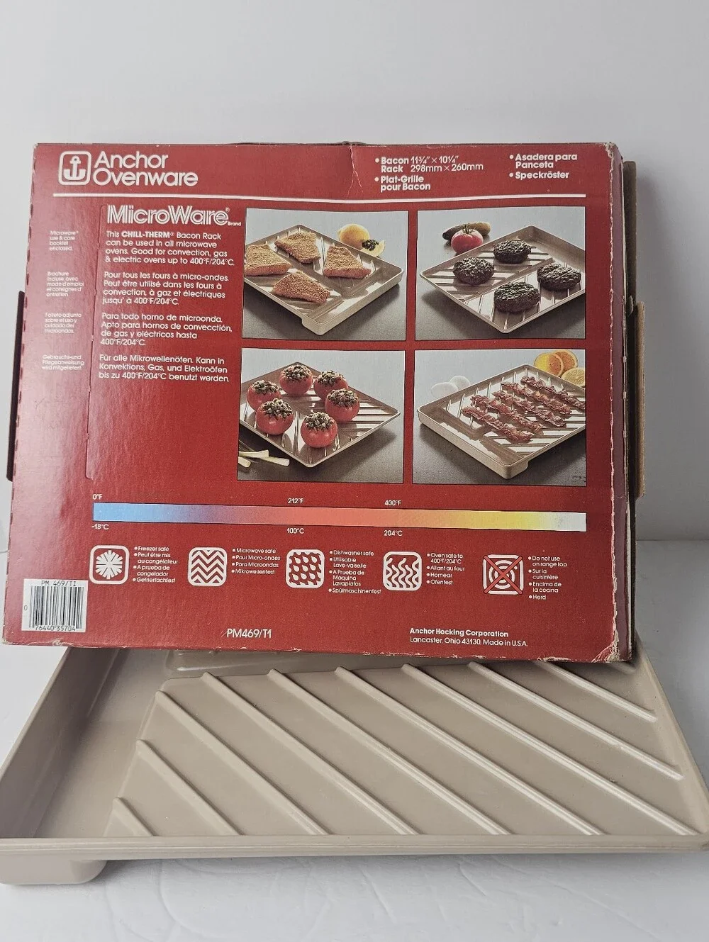 Anchor Ovenware MicroWare Bacon Rack Cooker Dishwasher Safe Oven Microwave Safe